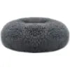 Soft Fleece Pet Bed Round Large Size Cozy Nest for Dogs Cats Indoor Use Removable Washable Faux Fur Fill Gray
