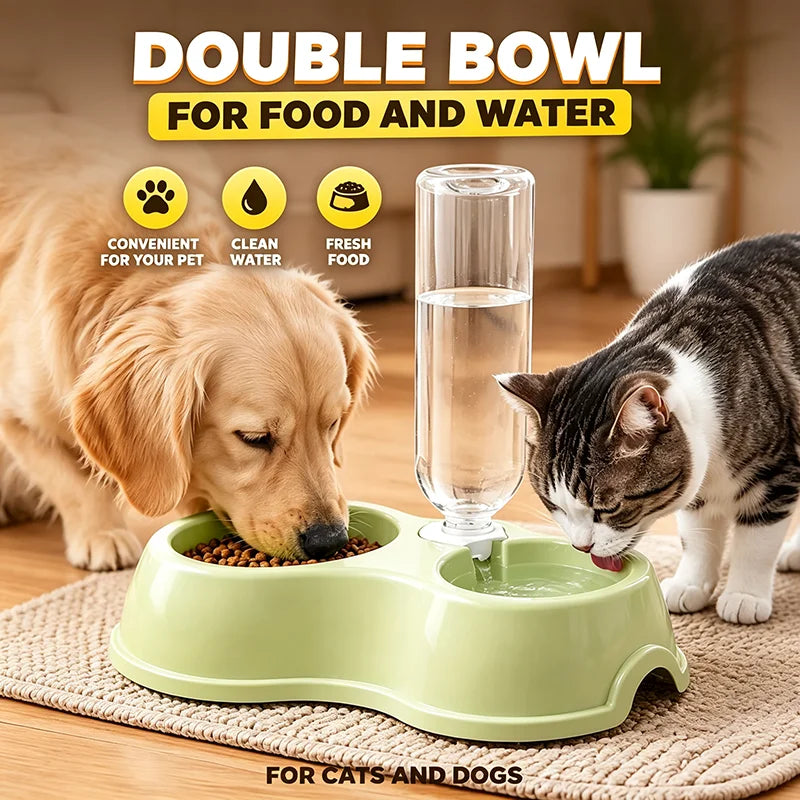 Automatic Pet Feeding Drinking Bowl Moisture-proof Cat Bowl Dog Basin Dual-use Food Water Feeder for Cats Dogs Pet Supplies
