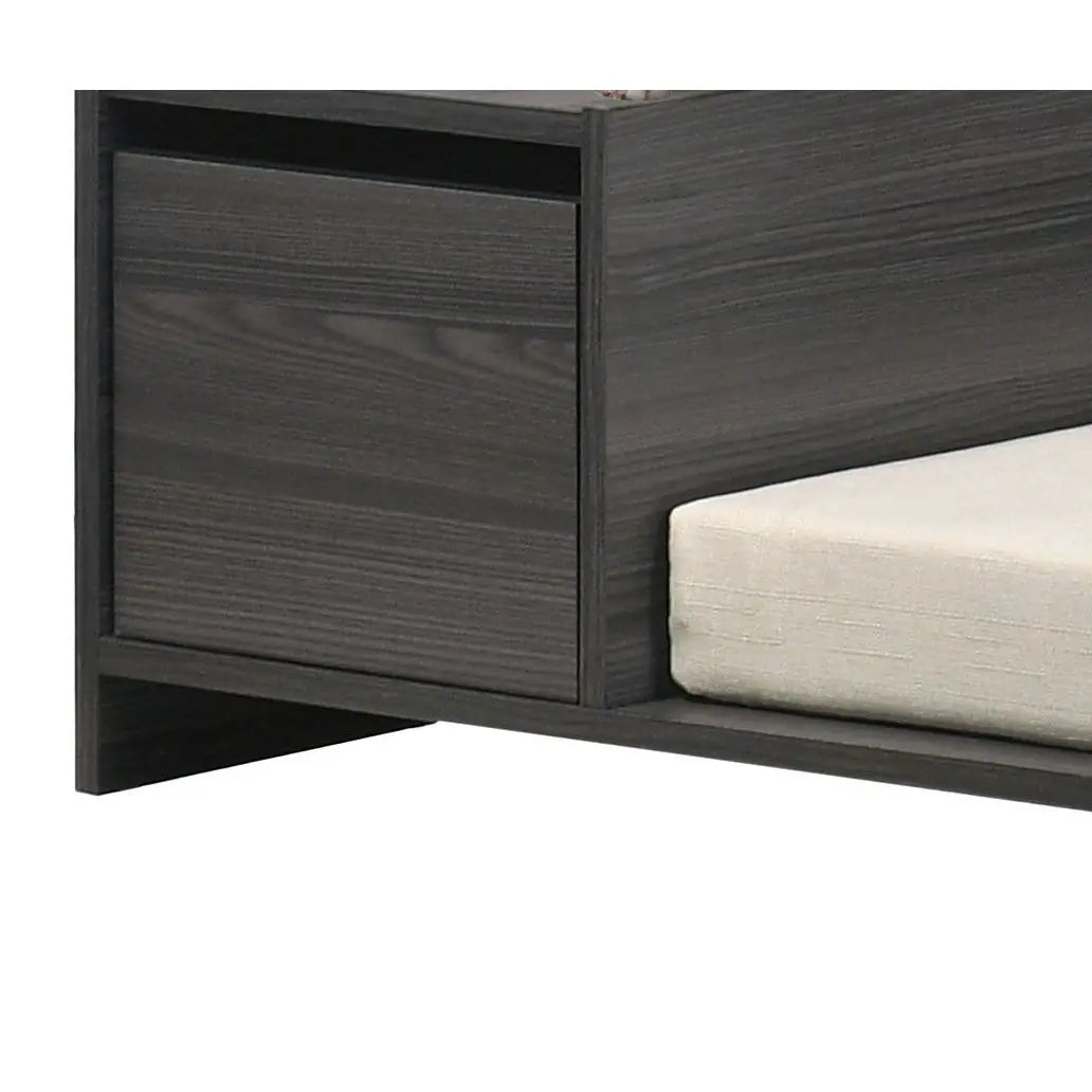 Lit pour animal de compagnie moderne Esme 47 po, gris cendré, confortable avec coussin et compartiment de rangement latéral