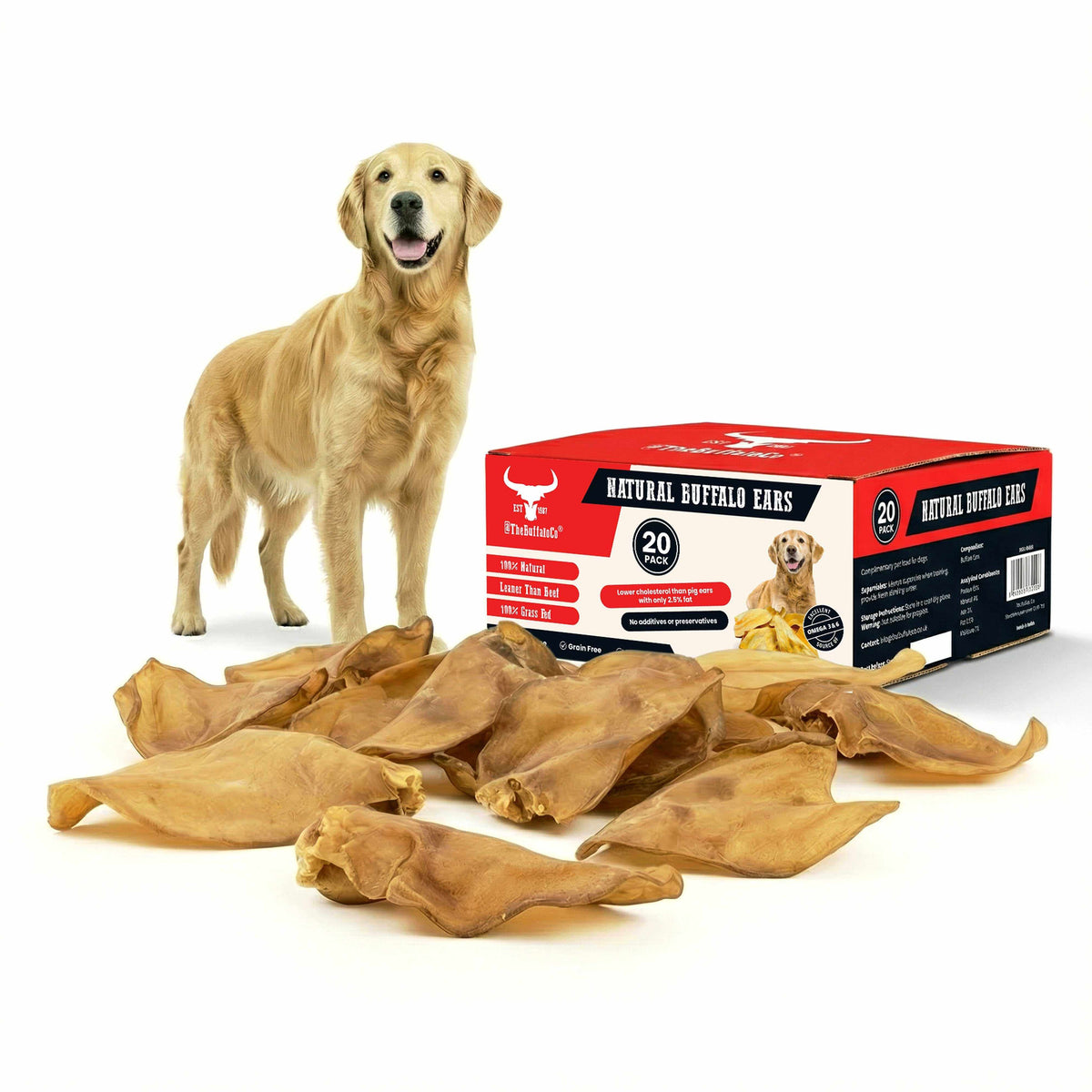 Buffalo Ears - Dog Treats - 20 Ears Box-2