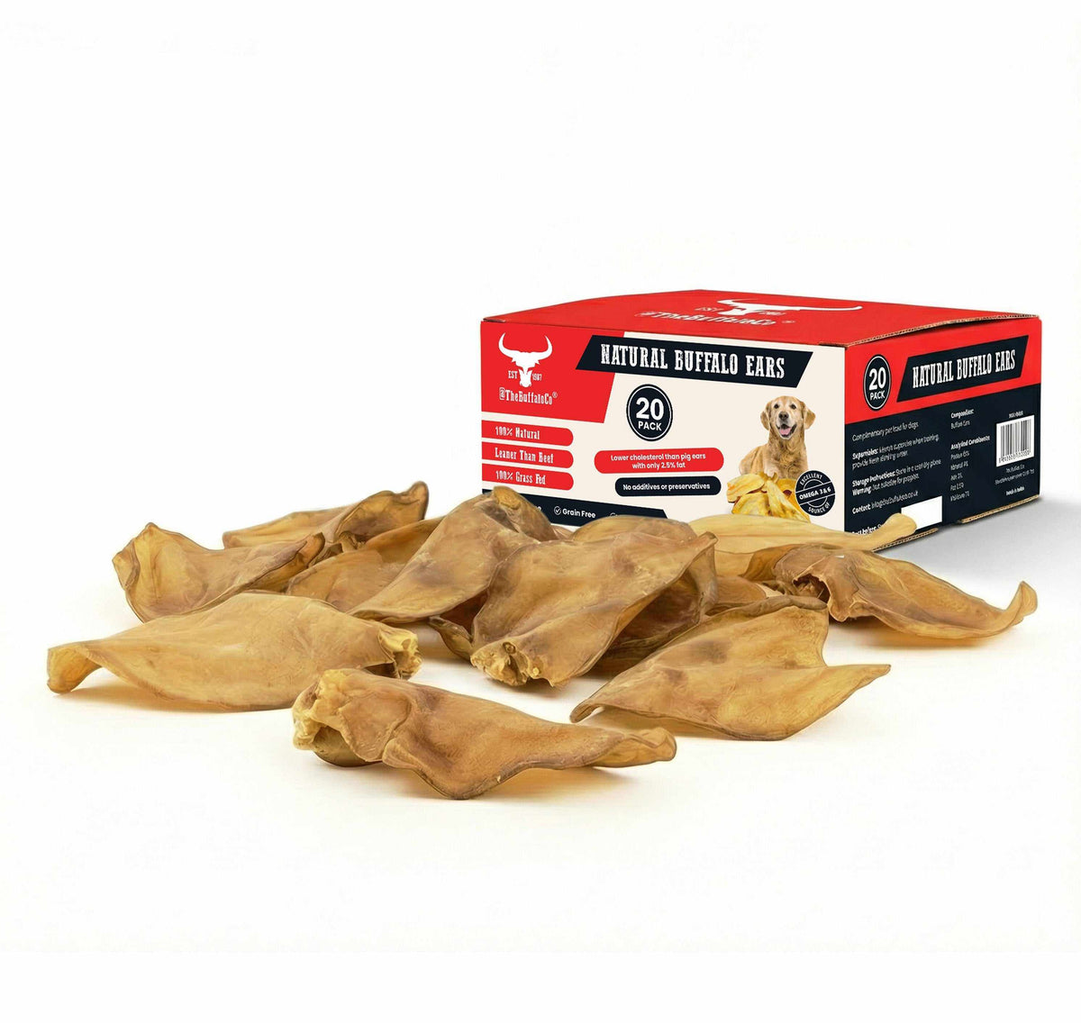 Buffalo Ears - Dog Treats - 20 Ears Box-0
