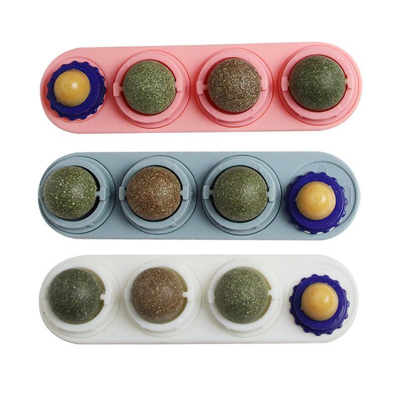 Cat Toy Catnip Ball Lick Solid Nutrition Help Digestion Wall Mount Hair Remover